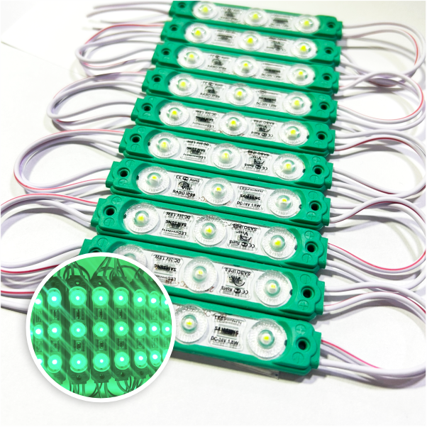 MODULO 3LED ALTA POTENCIA 6.5CM 5.4 WATTS VERDE 12V DC