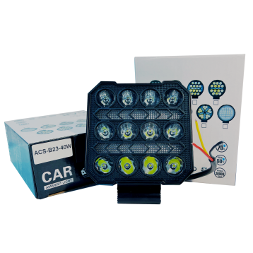 EXPLORADORA CUADRADA 4 PULG DE LUJO 12LED BLANCO + DRL