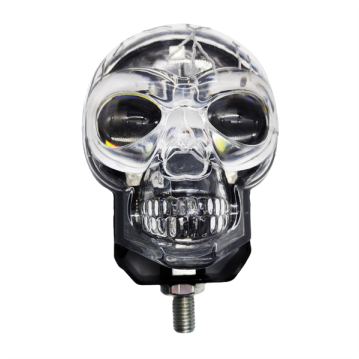 CALAVERA TRANSPARENTE 8 LED 65x95x55MM FIJO-FLASH BLANCOAMARILLO + RGB 9-80V 30W