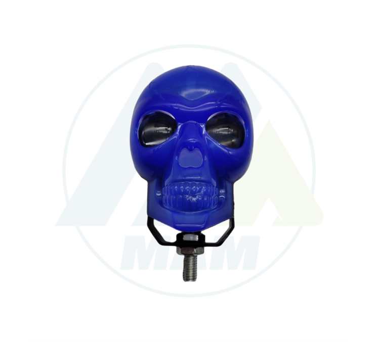 CALAVERA AZUL 8 LED 65x95x55MM FIJO-FLASH BLANCOAMARILLO + RGB 9-80V 30W