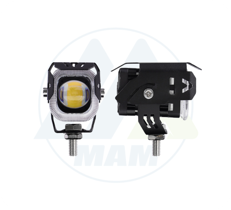 EXPLORADORA CUADRADA 1LED 41*74MM CON LUPA BLANCOAMARILLO + DRL AZUL 9-80V 20W