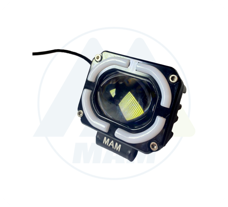 EXPLORADORA 1 LED CUADRADA 80*66*101.5MM BLANCOAMARILLOROJO + DRL 9-80V 30W