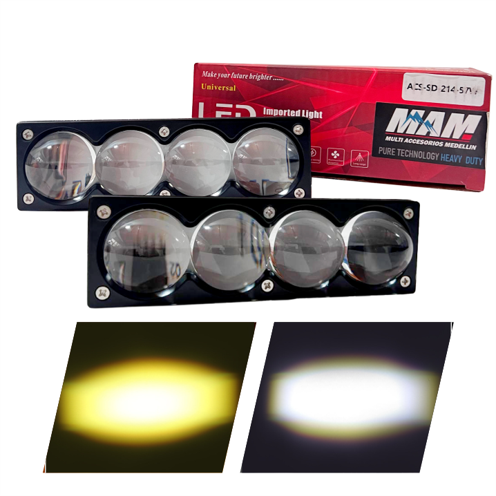 BARRA LED 4 LUPAS 9-80V 65W BLANCO-AMARILLO FIJO+FLASH 14CM