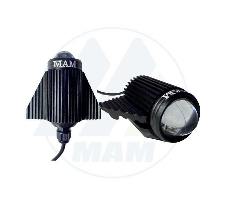 EXPLORADORA REDONDA 1LED ALETAS 120*50MM FIJO+FLASH BLANCOAMARILLO 9-80V 20W