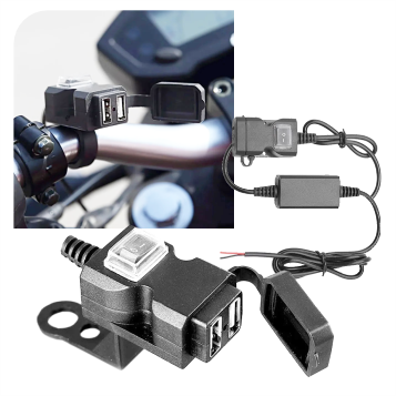 CARGADOR USB DE MOTO INPUT  9 - 24V OUTPUT  5v 2.1A DUAL USB