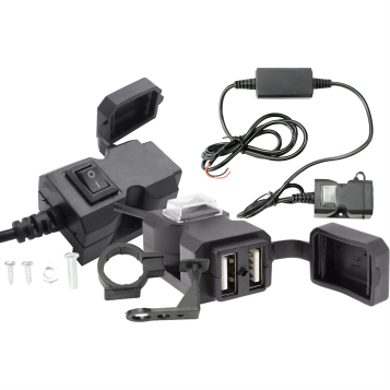 CARGADOR USB DE MOTO INPUT  9 - 24V OUTPUT  5v 2.1A DUAL USB