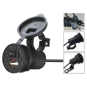 CARGADOR USB DE MOTO INPUT 9- 24V  OUTPUT 5V 1.5A DUAL USB 120CM CABLE