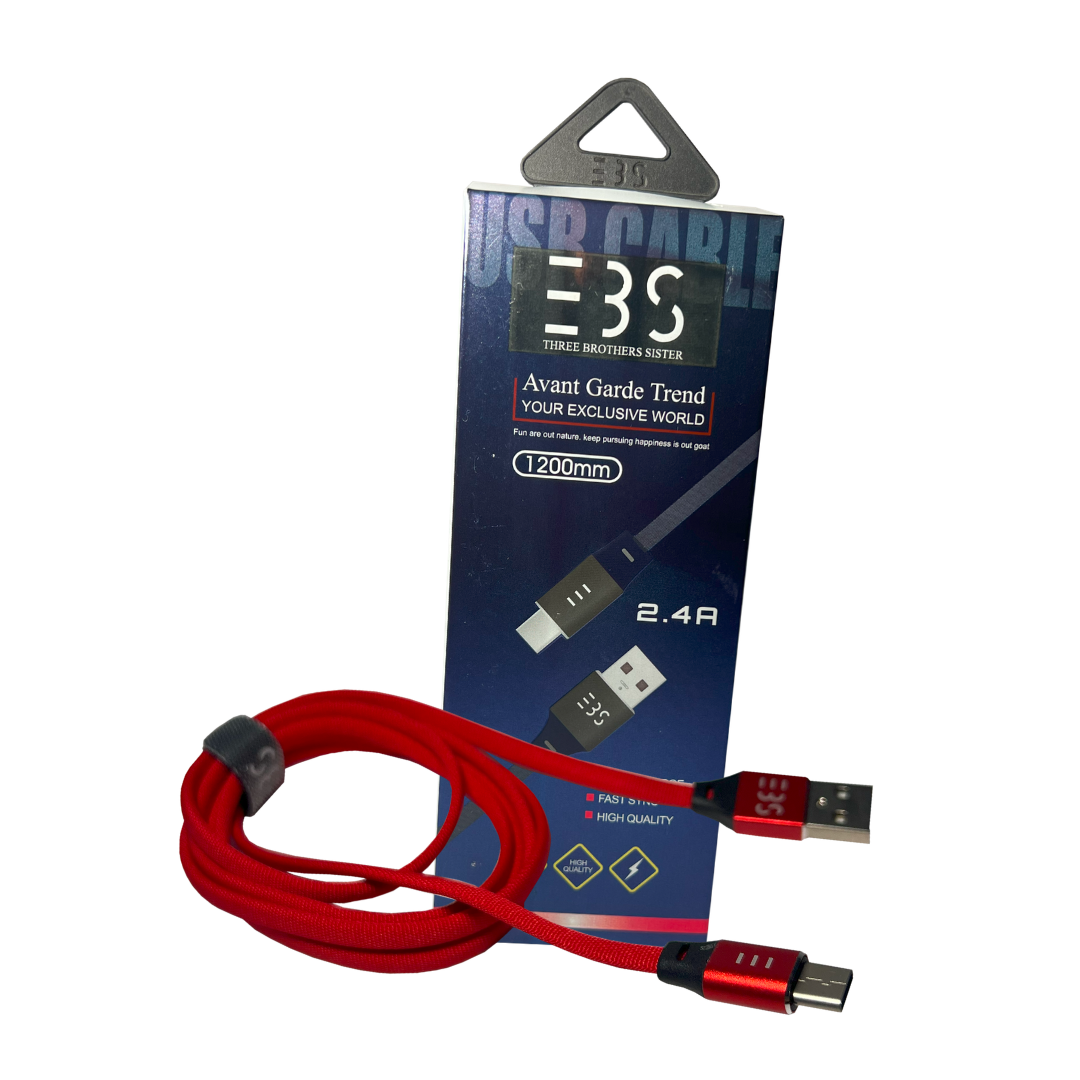 CABLE EBS I5 1.2M 2.4A ENMALLADO TIPO C