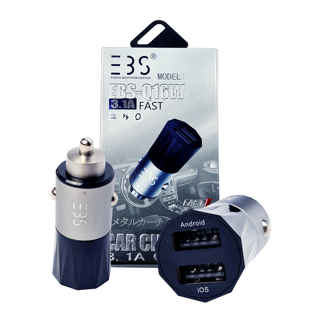CARGADOR EBSMETAL USB DOBLE DE CARRO 16W