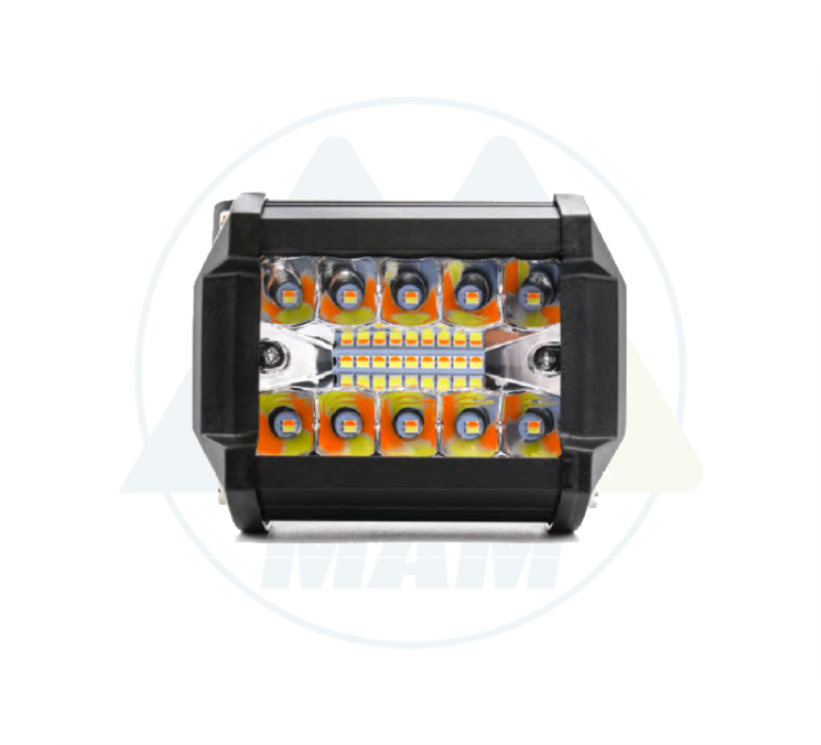 EXPLORADORA CUADRADA DUAL 20LED BLANCOAMARILLO + FIJO-FLASH 9-36V 60W