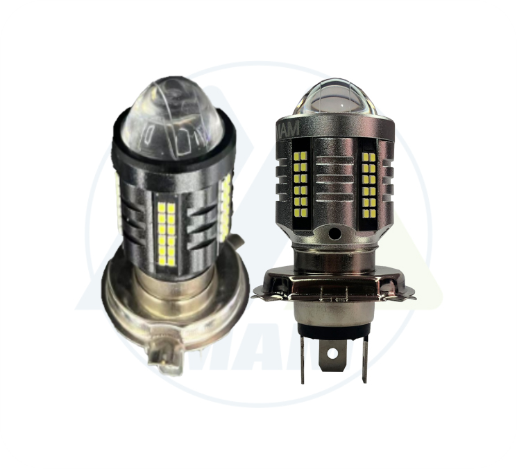 BOMBILLO LED DE MOTO H4 LUPA BLANCO ACDC 9-80V