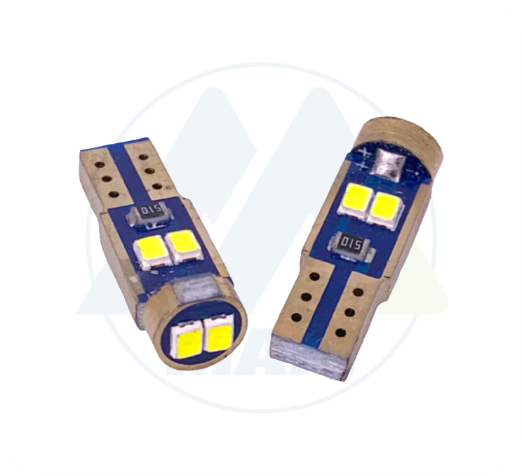 T5 6-LED ALTA POTENCIA CON RESISTENCIA BLANCO 12V